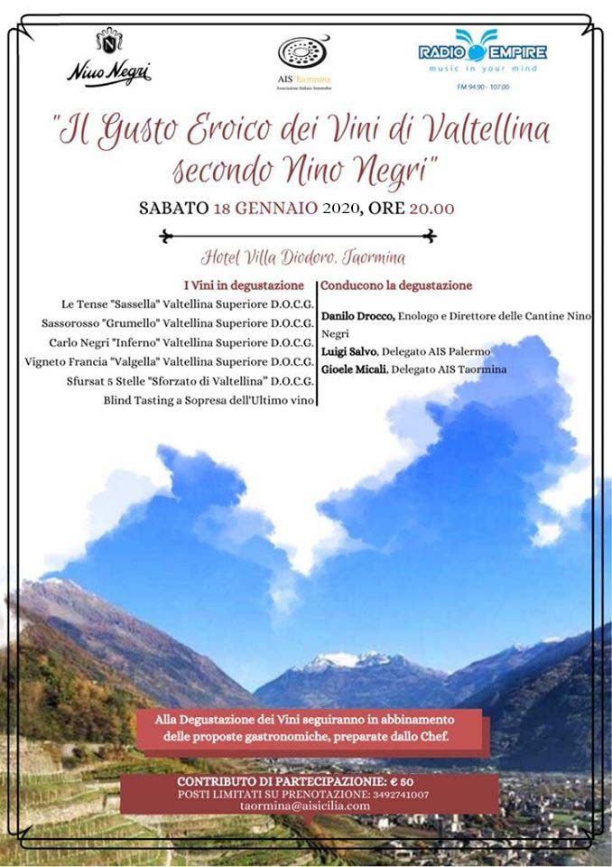 Taormina - Il gusto eroico dei vini di Valtellina secondo Nino Negri - 18 Gennaio 2020