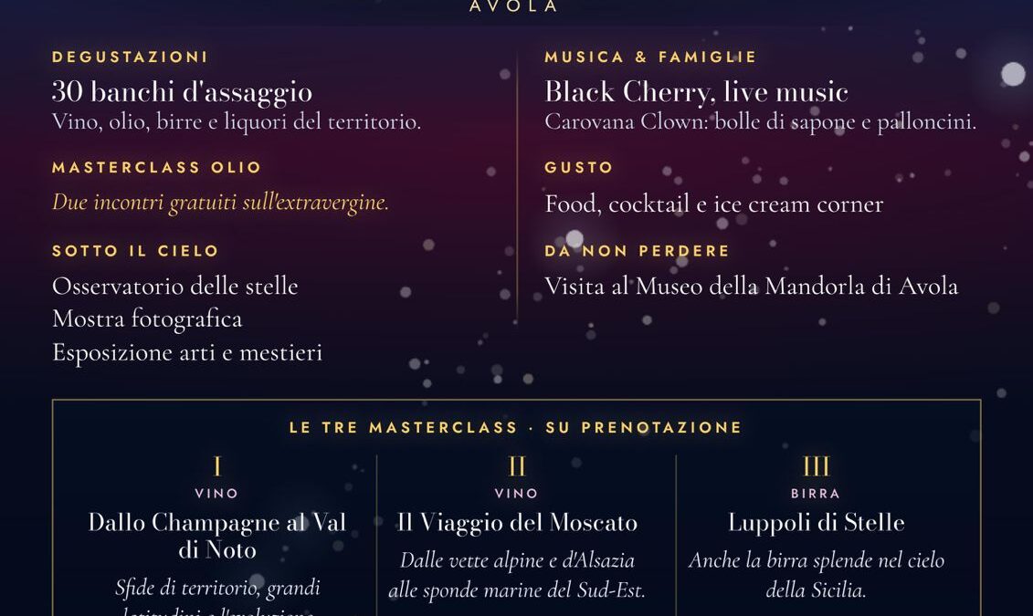 Avola, stelle, Masterclass, vino, birra