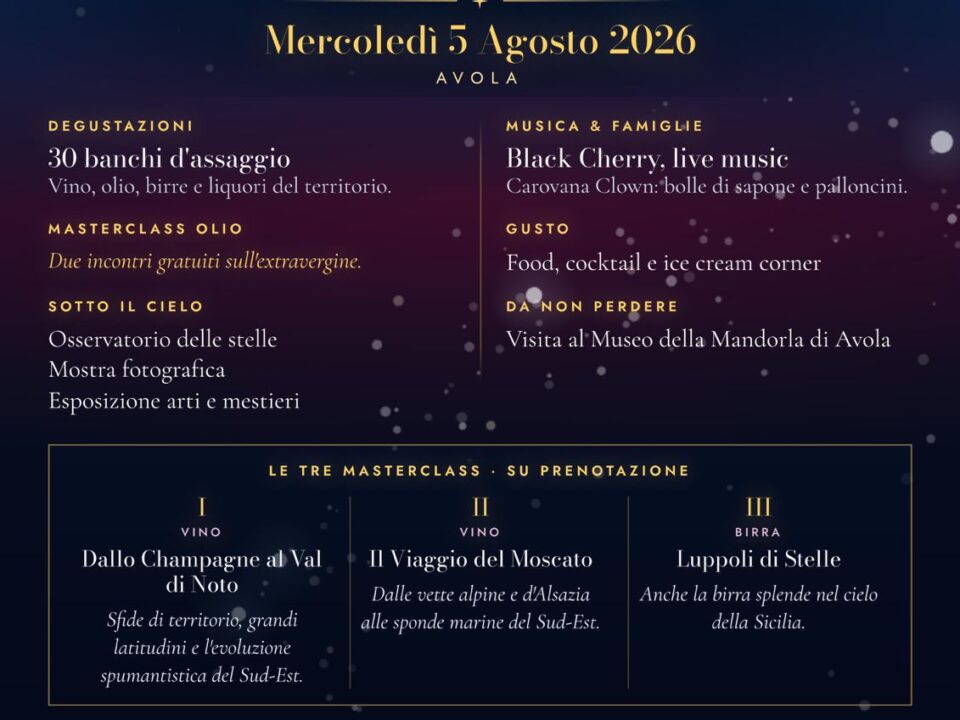 Avola, stelle, Masterclass, vino, birra
